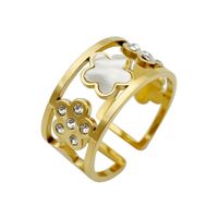 Fashion Geometric Stainless Steel Plating Rhinestones 14k Gold Plated Open Ring main image 5