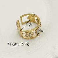 Fashion Geometric Stainless Steel Plating Rhinestones 14k Gold Plated Open Ring main image 4