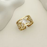 Fashion Geometric Stainless Steel Plating Rhinestones 14k Gold Plated Open Ring main image 2