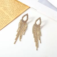 1 Pair Simple Style Flower Metal Tassel Plating Rhinestones Women's Drop Earrings sku image 2