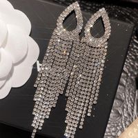 1 Pair Simple Style Flower Metal Tassel Plating Rhinestones Women's Drop Earrings sku image 1