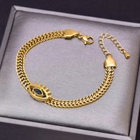 304 Stainless Steel 18K Gold Plated Streetwear Plating Inlay Eye Artificial Rhinestones Bracelets Necklace sku image 1