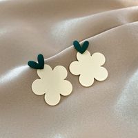 Fashion Heart Shape Flower Sterling Silver Plating Drop Earrings 1 Pair sku image 6