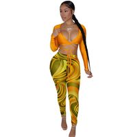 Lässig Drucken Baumwollmischung Polyester Drucken Hosen-sets 2-teiliges Set sku image 4