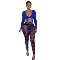 Lässig Drucken Baumwollmischung Polyester Drucken Hosen-sets 2-teiliges Set sku image 2