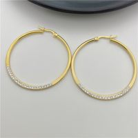 Fashion Heart Shape Titanium Steel Plating Inlay Rhinestones Hoop Earrings 1 Pair sku image 2