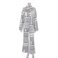 Women's Fashion Stripe Spandex Polyester Printing Pants Sets sku image 16