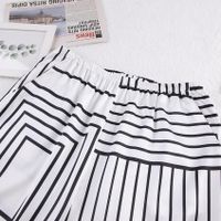 Women's Fashion Stripe Spandex Polyester Printing Pants Sets sku image 8