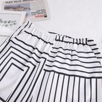 Women's Fashion Stripe Spandex Polyester Printing Pants Sets sku image 9