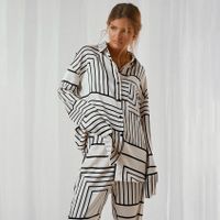 Women's Fashion Stripe Spandex Polyester Printing Pants Sets main image 3