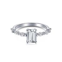 Sweet Square Sterling Silver Inlay Zircon Rings 1 Piece sku image 1