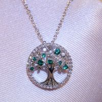Fashion Tree Copper Plating Zircon Pendant Necklace main image 4
