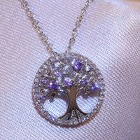 Fashion Tree Copper Plating Zircon Pendant Necklace main image 3