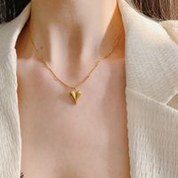 Großhandel Einfacher Stil Herzform Titan Stahl Überzug Vergoldet Halskette Mit Anhänger sku image 1