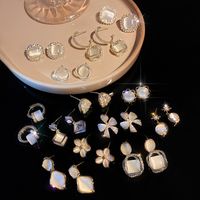 Wholesale Jewelry Fashion Flower Butterfly Copper Opal Zircon Inlay Drop Earrings main image 3