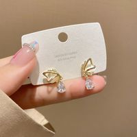 Wholesale Jewelry Fashion Flower Butterfly Copper Opal Zircon Inlay Drop Earrings sku image 19