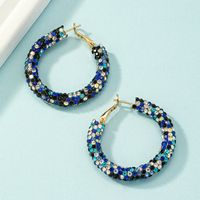 1 Pair Fashion Geometric Arylic Plating Rhinestones Women's Hoop Earrings main image 2