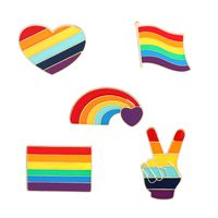 Fashion Rainbow Gesture Heart Shape Alloy Enamel Unisex Brooches main image 2