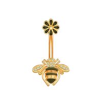 Fashion Flower Bee Stainless Steel Plating Artificial Gemstones Belly Ring main image 4