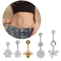 Fashion Flower Bee Stainless Steel Plating Artificial Gemstones Belly Ring main image 1