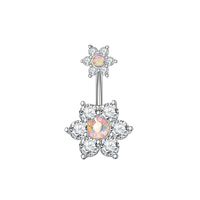 Fashion Flower Bee Stainless Steel Plating Artificial Gemstones Belly Ring sku image 1