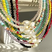 Fashion Solid Color Artificial Crystal Mother Pearl Shellfish Beaded Women's Necklace main image 4