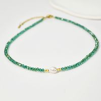 Fashion Solid Color Artificial Crystal Mother Pearl Shellfish Beaded Women's Necklace sku image 2