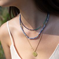 1 Piece Bohemian Geometric Beaded Turquoise 18k Gold Plated Women's Necklace main image 4