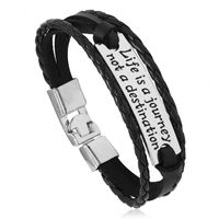 Fashion Letter Pu Leather Alloy Knitting Men's Bracelets main image 6