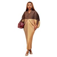 Women's Pencil Skirt Elegant V Neck Printing Nine Points Sleeve Color Block Midi Dress Daily Street sku image 21