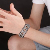 1 Pièce Punk Crâne Peau De Vache Acier Au Titane Bande Hommes Bracelets main image 7