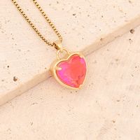 Fashion Heart Shape Stainless Steel Copper Inlay Glass Pendant Necklace main image 4