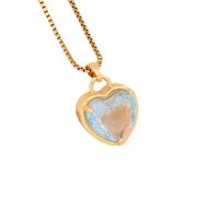 Fashion Heart Shape Stainless Steel Copper Inlay Glass Pendant Necklace main image 2