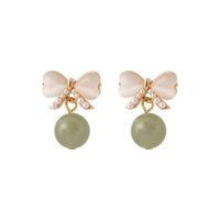 1 Pair Fairy Style Bow Knot Alloy Plating Artificial Pearls Opal Women's Drop Earrings main image 5