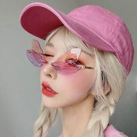 Fashion Wings Pc Special-shaped Mirror Frameless Women's Sunglasses main image 5