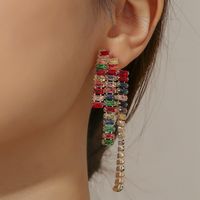 1 Pair Fashion Geometric Zircon Tassel Women's Drop Earrings main image 1