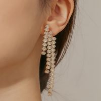 1 Pair Fashion Geometric Zircon Tassel Women's Drop Earrings main image 4