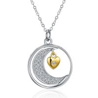 Simple Style Star Moon Sterling Silver Plating Zircon Pendant Necklace 1 Piece main image 3