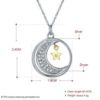 Simple Style Star Moon Sterling Silver Plating Zircon Pendant Necklace 1 Piece main image 4