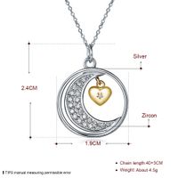 Einfacher Stil Stern Mond Sterling Silber Überzug Zirkon Halskette Mit Anhänger 1 Stück sku image 1