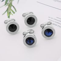 New Round Blue Crystal Zircon Cufflinks Fashion French Men's Shirt Cufflinks main image 3