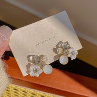 1 Pair Fashion Flower Alloy Plating Inlay Rhinestones Women's Ear Studs sku image 1