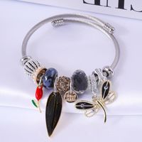 Fashion Dragonfly Alloy Steel Patchwork Inlay Artificial Gemstones Pearl Women's Bangle 1 Piece main image 3