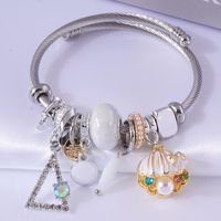 Fashion Shell Alloy Steel Patchwork Inlay Artificial Gemstones Pearl Women's Bangle 1 Piece main image 5