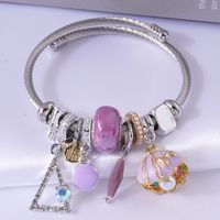 Fashion Shell Alloy Steel Patchwork Inlay Artificial Gemstones Pearl Women's Bangle 1 Piece main image 2