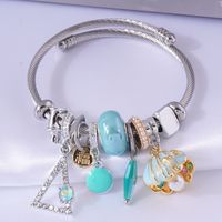 Fashion Shell Alloy Steel Patchwork Inlay Artificial Gemstones Pearl Women's Bangle 1 Piece main image 4