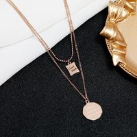 Fashion Round Letter Square Titanium Steel Plating Layered Necklaces 1 Piece sku image 1