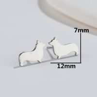 1 Pair Simple Style Dog Titanium Steel Plating Ear Studs sku image 2