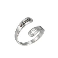 Fashion Letter Stainless Steel Rings 1 Piece sku image 4
