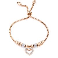 Fashion Heart Shape Stainless Steel Inlay Rhinestones Bracelets 1 Piece main image 3